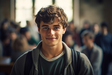 Naklejka premium Photo picture of intelligent student studying in university or college generative ai concept