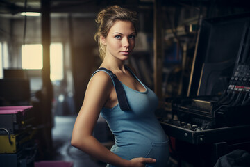 Fototapeta na wymiar Picture generative ai of a charming healthy pregnant woman mom in perinatal center hospital