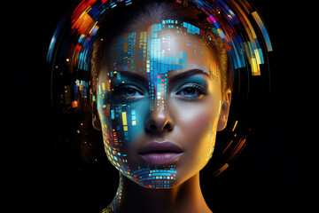 AI generated photo picture of beautiful robotic character charming attractive woman