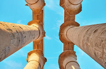 Great Hypostyle Hall and clouds at the Temples of Karnak (ancient Thebes). Luxor, Egypt