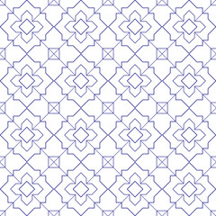Fototapeta premium Seamless geometric pattern with shapes. Vector decorative square ornament. Blue pattern on a transparent background. Vintage tile in classic style. Paper for scrapbooking.
