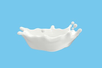 Milk Splash on Blue Background - High-Resolution Image