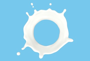Milk Splash on Blue Background - High-Resolution Image