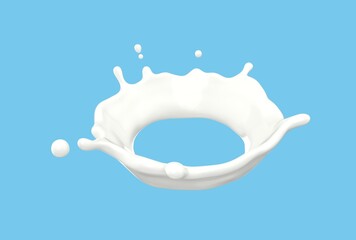 Milk Splash on Blue Background - High-Resolution Image