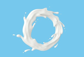 Milk Splash on Blue Background - High-Resolution Image