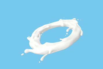 Milk Splash on Blue Background - High-Resolution Image