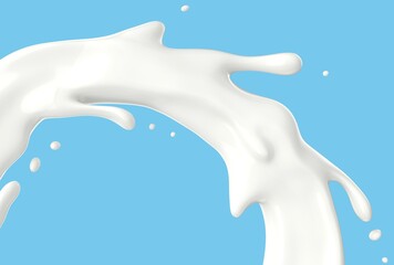 Milk Splash on Blue Background - High-Resolution Image