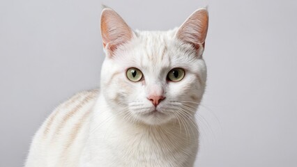 Obraz premium Portrait of White american shorthair cat on grey background