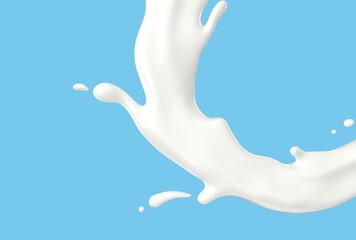 Milk Splash on Blue Background - High-Resolution Image