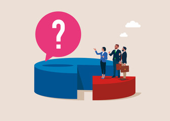 Many questions and problems for business team. Pareto principle. Modern vector illustration in flat style