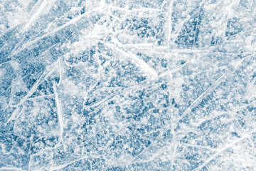 Ice texture background. The textured blue cracked rough cold frosty surface of the ice background. - 728697790