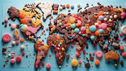 Fototapeta na wymiar World shaped of sweets 