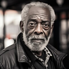 Portrait of an elder African American man with a thoughtful expression