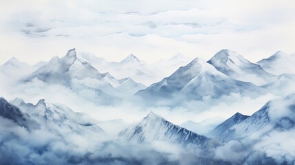 Mountain water color light blue background	