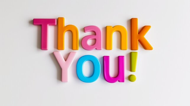 Colorful Thank You Text on White Background