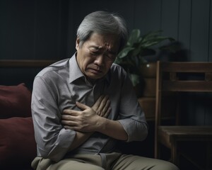 Obraz premium Portrait of a distressed older man potentially for healthcare or mental wellbeing