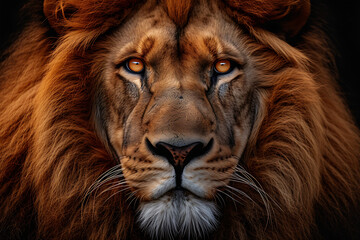 Fototapeta premium lion portrait on black background