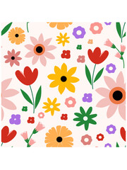 Cute floral seamless pattern. Vector spring background.