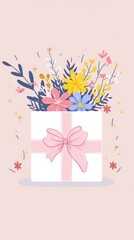 Gift Box with Colorful Florals