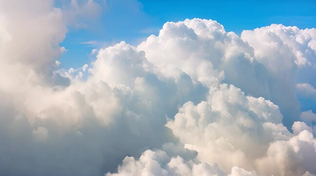 cielo azzurro con nuvole bianche, volo sopra le nuvole una giornata soleggiata con f vento
