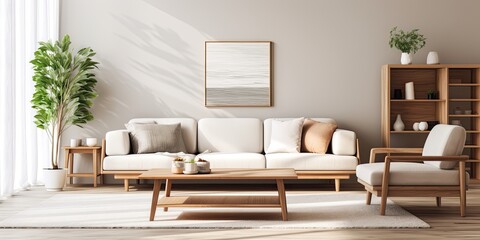 Modern home decor with a stylish living room including a modular sofa, wooden coffee table, and elegant accessories.