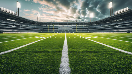 Naklejka premium panoramic view of an outdoor American football stadium