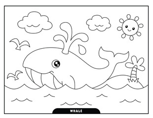 Whale coloring page for kids