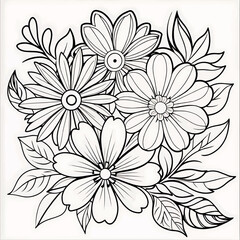 Luxury floral coloring book pages line art sketch
