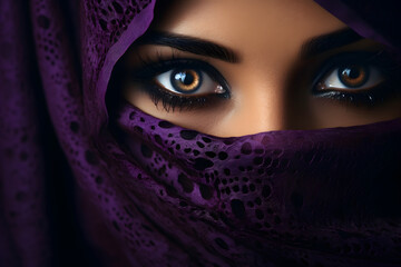 Naklejka premium Confident Presence: Stunning Muslim Woman's Outdoor Portrait