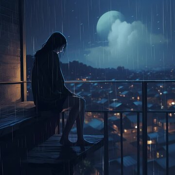 Lo fi girl alone on her balco ec03 acdc