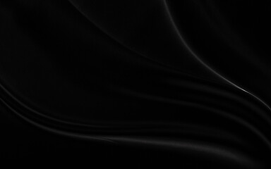Black gray satin dark fabric texture luxurious shiny that is abstract silk cloth background with patterns soft waves blur beautiful.