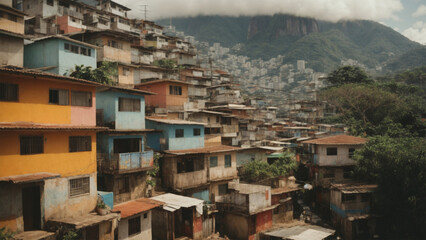 Fototapeta premium Photo of favela, people's house on top of a hill