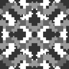 Seamless pattern. Ancient backdrop. Simple shapes ornament. Figures, squares, crosses. Ethnic background. Tribal wallpaper. Tribe motif. Digital paper, web design, textile print, abstract. Vector