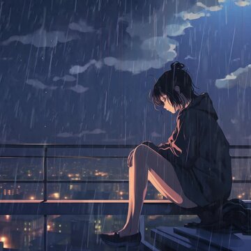 Lo fi girl alone on her balco ec03 acdc