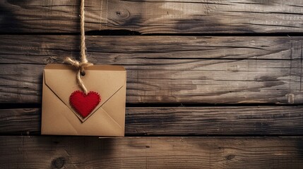 Heartfelt romance! A love letter suspended on twine, enveloped in warmth against a rustic wooden...
