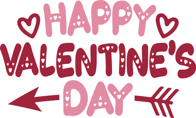 Valentine’s Day typography text on plain white transparent isolated background for card, shirt, hoodie, sweatshirt, apparel, tag, mug, icon, poster or badge