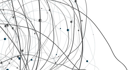 Multi color connected lines and dots network 3d illustration