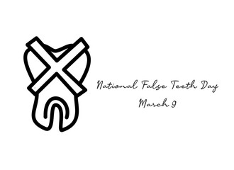 line art of National False Teeth Day good for National False Teeth Day celebrate. line art. illustration.