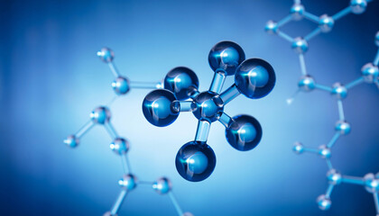 Science background with molecula and atom model. Abstract molecular structure.