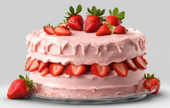 Photo of a delicious strawberry cake
