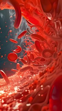 Red blood cells move through the tiny vesse