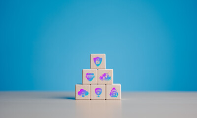 Data protection and cybersecurity awareness concept, user privacy and pincode padlock security icon for safe connecting application. Protection from hackers, crime, identification and authentication.