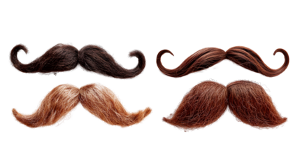 Realistic set of moustaches isolated on transparent background