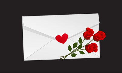 Wishing love letter, an envelope with a red rose
