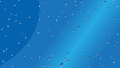 Illustration of blue wet droplet glass pane or data screen