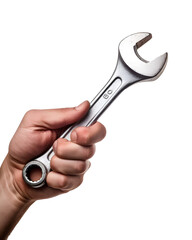 Hand Holding Wrench on Transparent Background