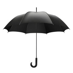 Open Black Umbrella Isolated on Transparent Background