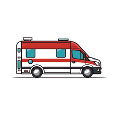 Ambulance,simple,minimalism,flat color,vector illustration,thick outlined,white background