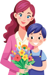 mother's day with baby in her arms-