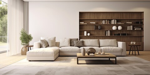 Contemporary living room with furniture and decorative carpet